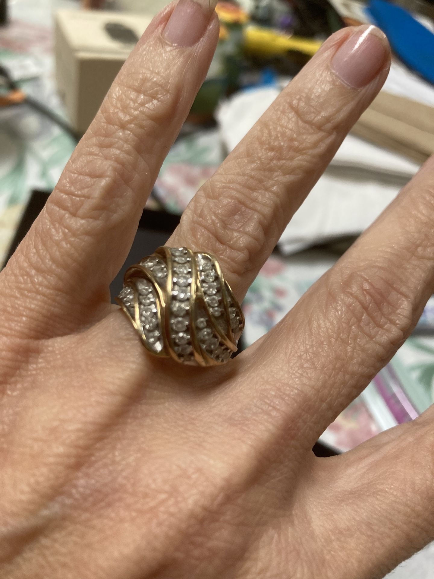 1kt of diamonds, In a 10kt  gold setting