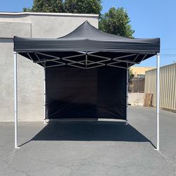 (NEW) $109 Heavy Duty Canopy 10x10 FT with (1) Sidewall, Ez Popup Outdoor Party Tent (Blue, Red)