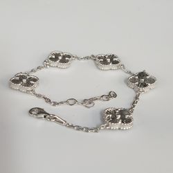 Fashion 925 Silver Textured Blossom Bracelet 8"