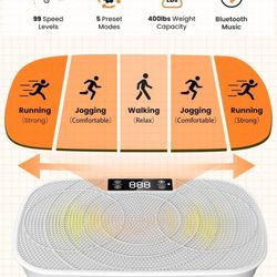 Vibration Plate Exercise Machine - Bluetooth Music & 400LBS Capacity Vibration Plate for Lymphatic Drainage & Weight Loss with 99 Speed Levels, Whole 