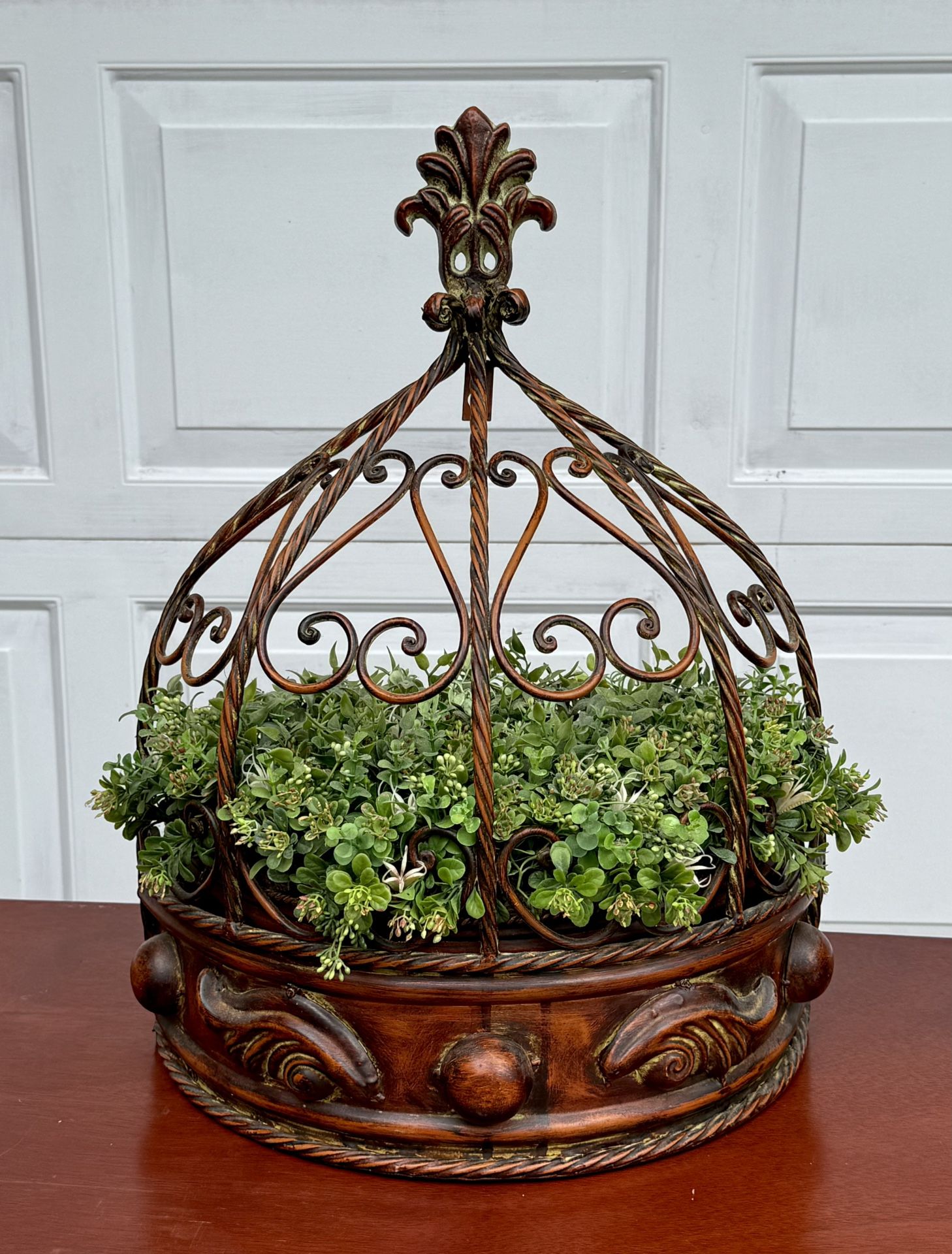 🪴 Antique-Style Hanging Plant Shelf with Faux Plants 4 Pcs