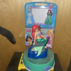 Disney Ariel Little Mermaid Book And  Light Up Musical Talking Coin Bank