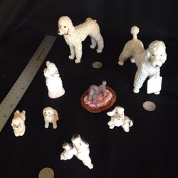  Vintage Poodles Figurines Colletion From Different Places, And Made Of Different Materials.