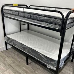 Twin Over Twin Bunk Bed With Mattress Included LITERA Twin Twin Bunk Bed 
