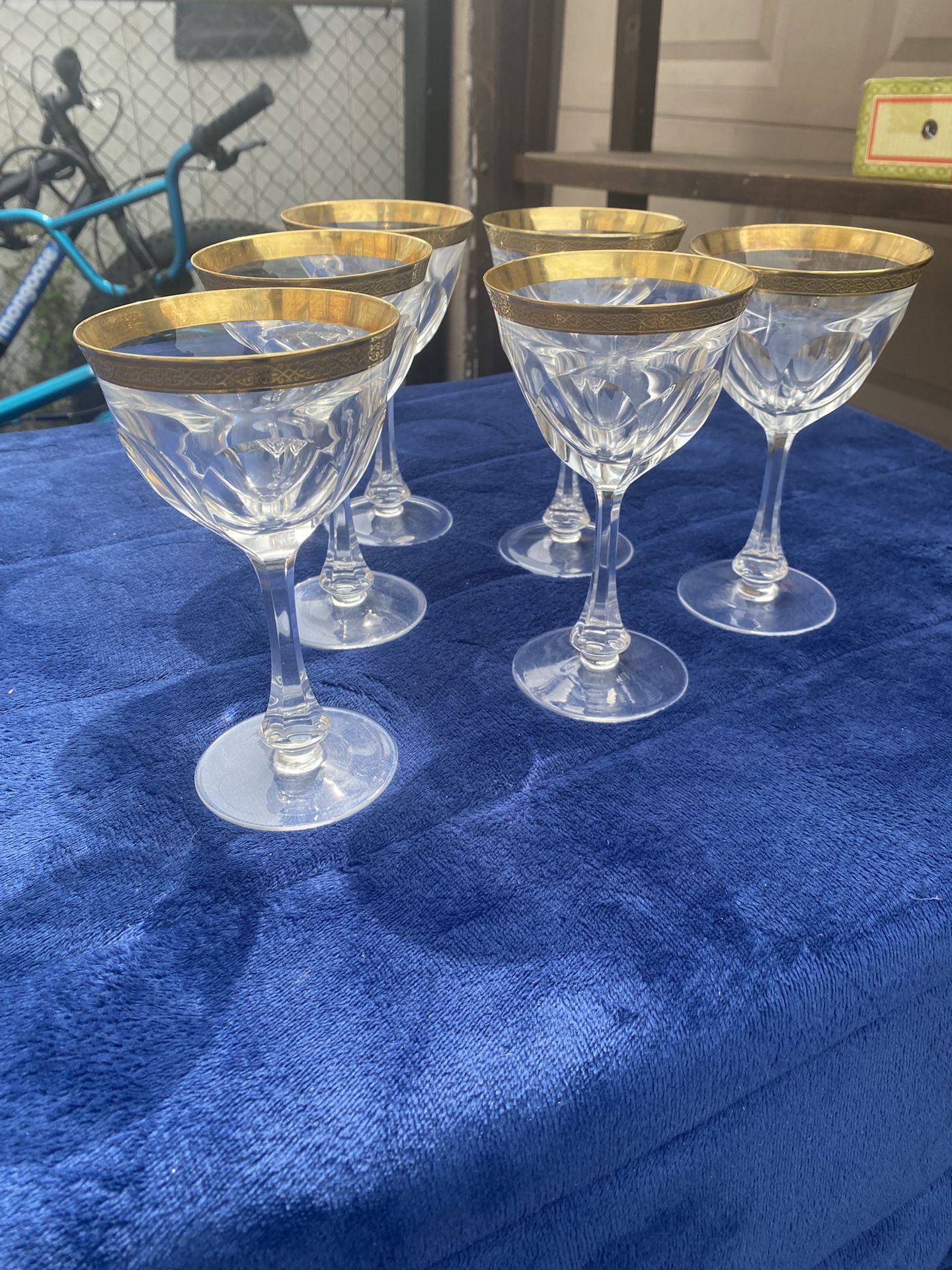 Vintage Moser Crystal Wine Glasses with 24K Gold Rim – Set of 6