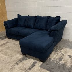 Blue Sofa with Reversible Chaise