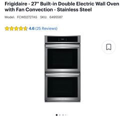 NEW IN BOX FRIGIDARE ❤️❤️ 27” ❤️❤️ ELECTRIC CONVECTION STAINLESS STEEL DOUBLE OVEN WITH FACTORY WARRANTY 4/2/24