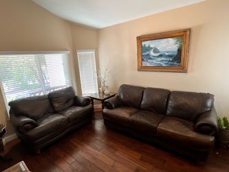 Flexsteel Genuine Real Leather Sofa - Brown-Sylmar LA