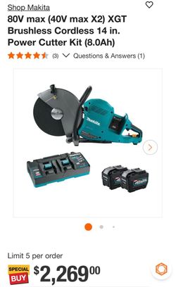 Makita 80V Max XGT Brushless Cordless 14 in. Power Cutter Kit