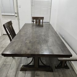 Dining Table with two chairs, and bench