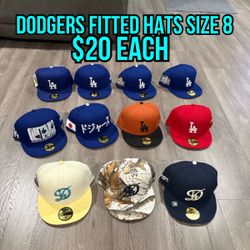 MLB New Era Los Angeles Dodgers Blue Black Brown Rex Off White Patch And Non Patch 59fifty Fitted Hats Size 8