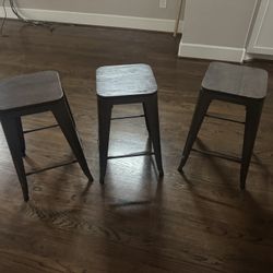 Industrial Metal Bar Stools – Set of 3
