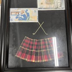 JACK NICKLAUS ROYAL BANK OF SCOTLAND 5 POUND NOTE DISPLAY And  Royal Bank of Scotland- FRAMED Golf