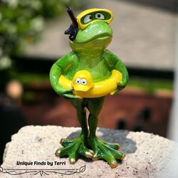 Brand New! 7.25" - Beach Frog Figurine Coastal Nautical | SHIPPING IS AVAILABLE