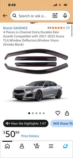 SAOKNCE Rain Guards for 2021-2025 Acura TLX