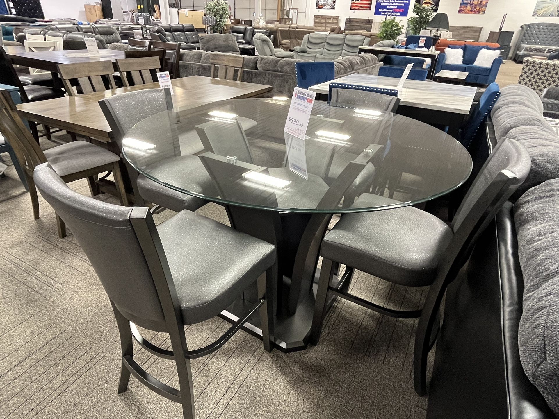5 Piece Counter Height Glass Dining Set
