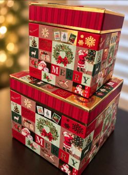Vintage-Style Christmas Gift Boxes – Set of 2