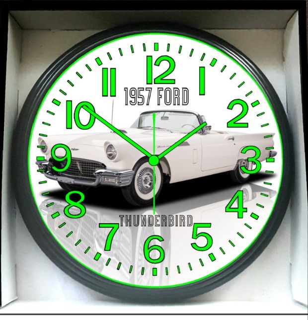 Wall Clock 1957 Ford Thunderbird Glow In The Dark Wall Clock New!