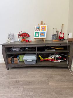 TV Stand / Storage Console – Dark Wood Finish