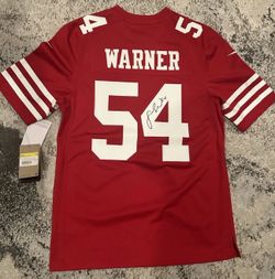 Authentic Fred Warner signature Nike 49ers jersey with authenticated sticker