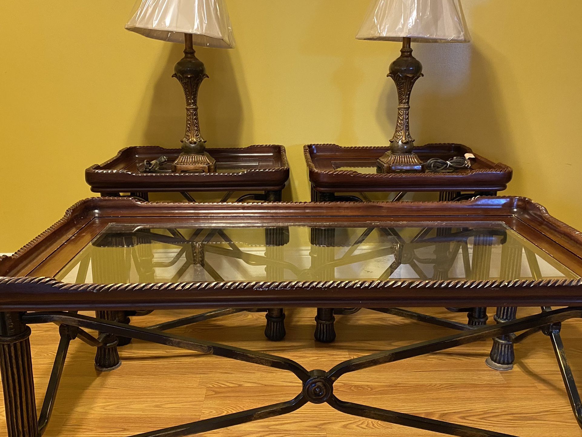 3 Piece Coffee Table Set with Lamps