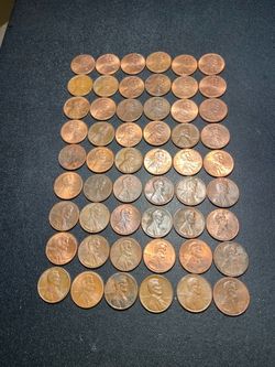 54 Very Collectible Pennies. A Great Addition To Your Collection