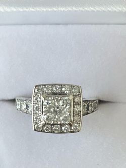 DIAMOND ENGAGEMENT RING 1CTW 14K WHITE GOLD NATURAL STONES