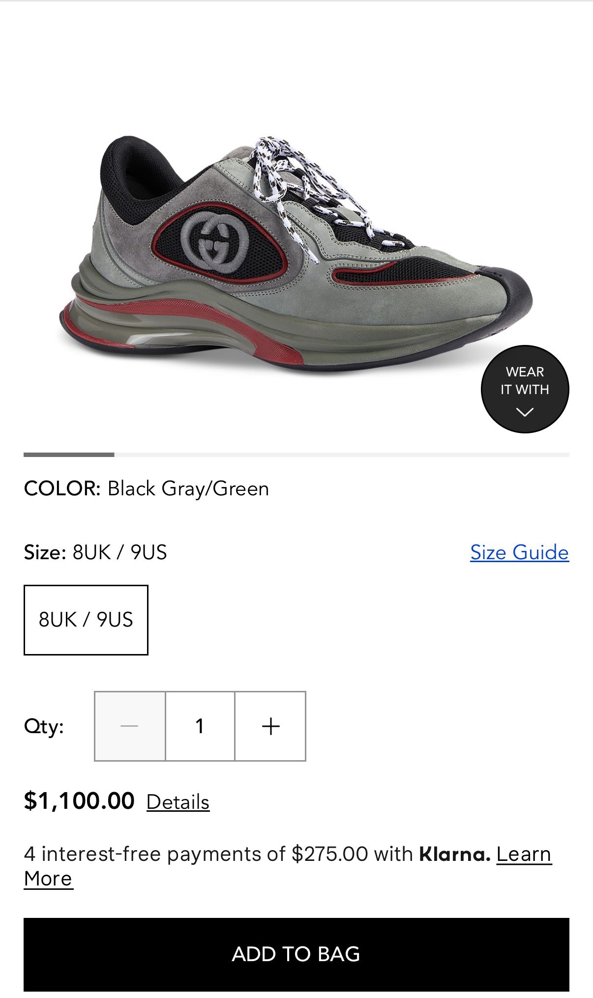 Gucci Men Run Up Suede Sneakers $550