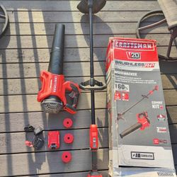 CRAFTSMAN Brushless RP 20-volt Max Cordless Battery String Trimmer and Leaf Blower Combo Kit with 2Ah Battery & Charger Included and 3 spools of extra