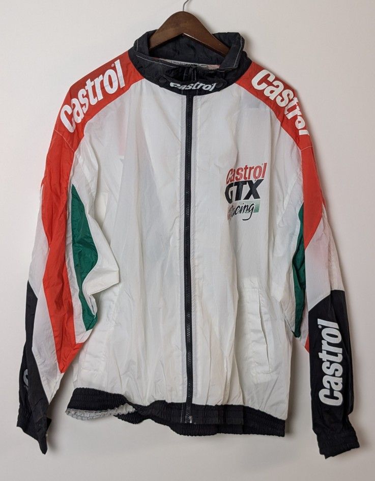 Vintage Castrol GTX Racing Windbreaker Jacket XL Red White Green Black