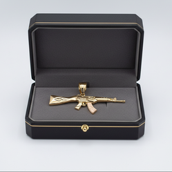 14K Tri Color Gold AK-47 Rifle Pendant