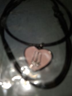 Pink Heart Pendant Choker Necklace
