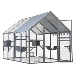 Large Outdoor Cat Enclosure with Roof ( minor damage due to transportation)