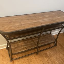 CONSOLE ENTRYWAY OR BEHIND SOFA TABLE METAL AND REAL WOOD 50” Long, 32” Tall, 16” Deep