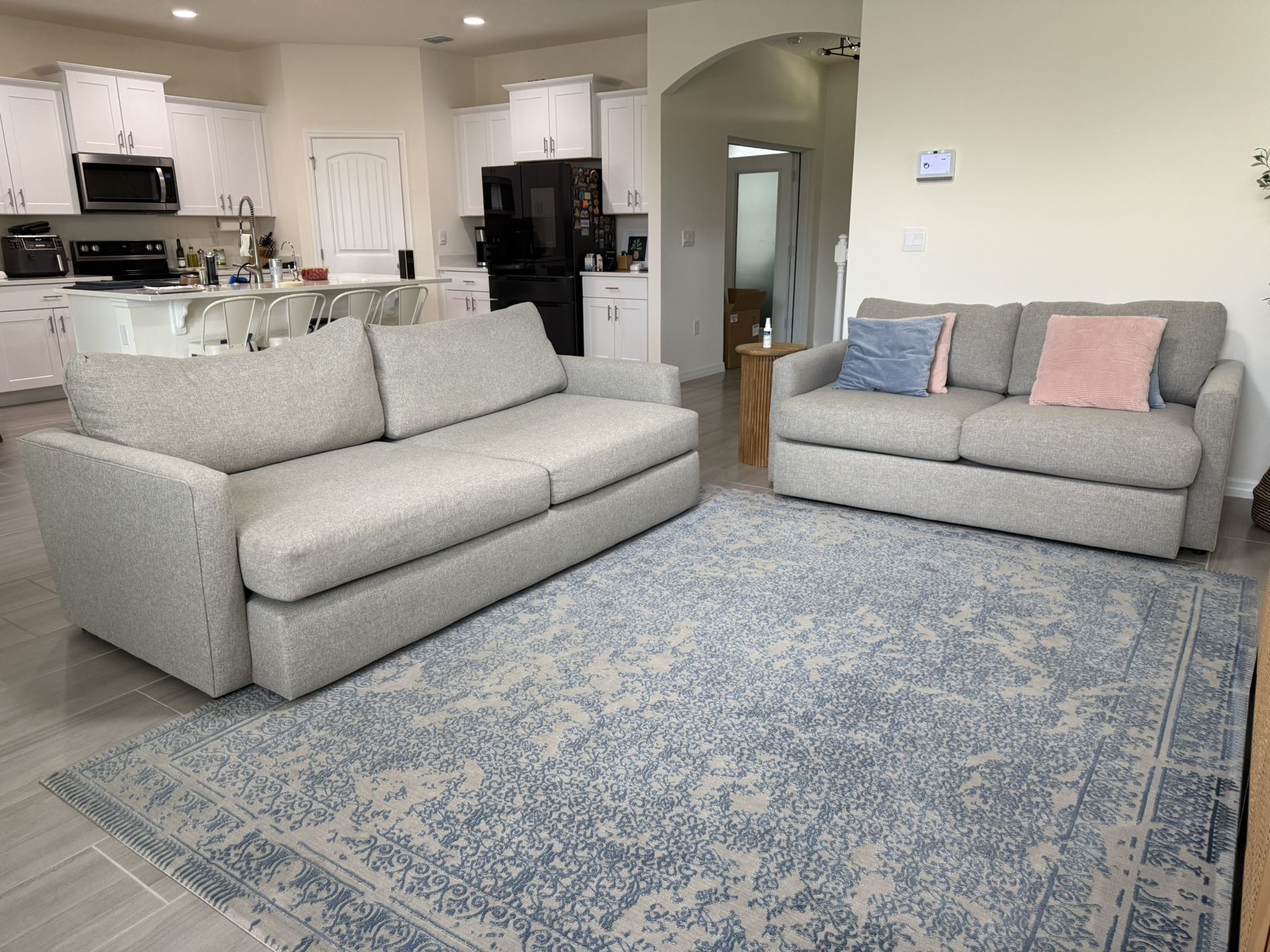 Modern Noah Ivory Fabric Sofa + Loveseat Set β Excellent Condition!