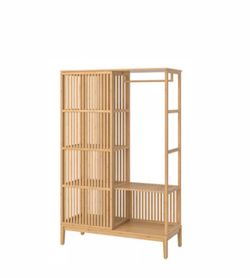 IKEA NORDKISA Bamboo Open Wardrobe with Sliding Door