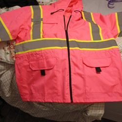 Brand New XL Hot Pink Safety Rain Jacket