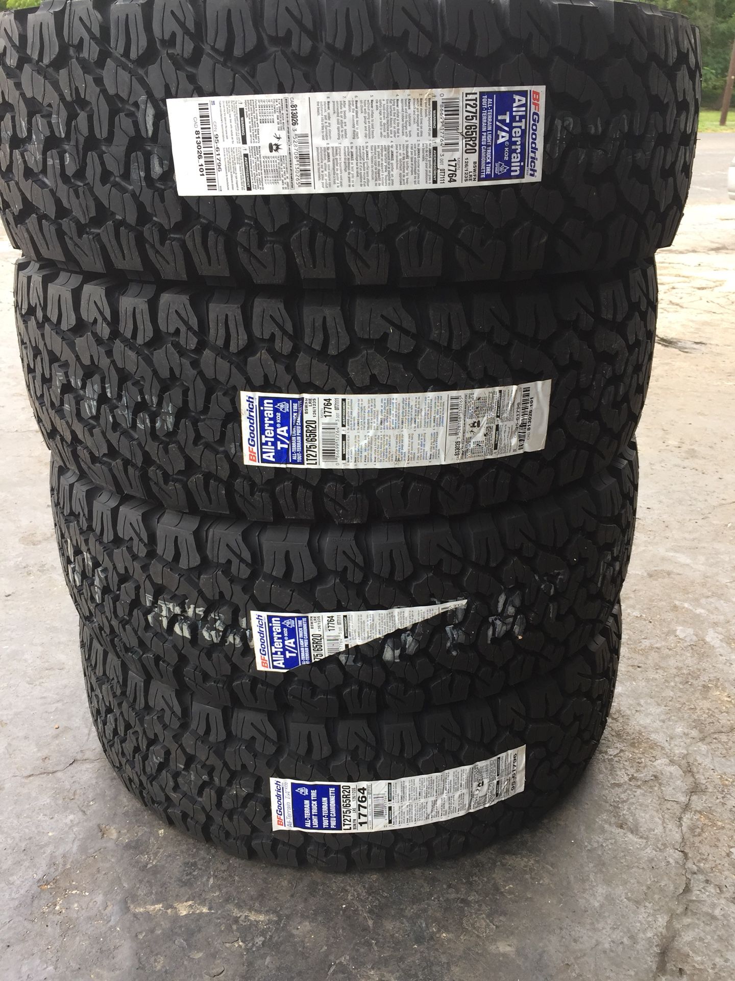 4 new LT 275/65/20 BF Goodrich KO2