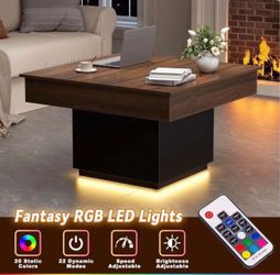 Lift Top Coffee Table with LED Light and Charging Station,  G-61