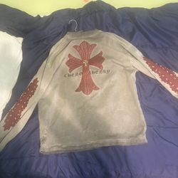 Grey Red Chrome Heart Longsleeve