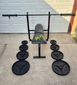 Olympic Weights, 7-ft Olympic Bar, Bench