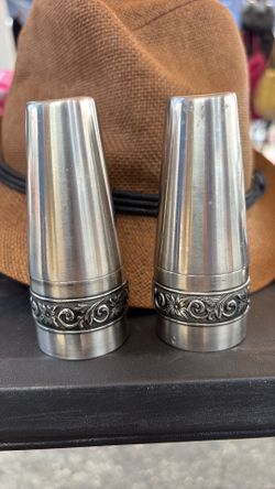 Vtg 70s Stainless Steel Salt & Pepper Set Rogers Insilco Japan 2 Sets MCM