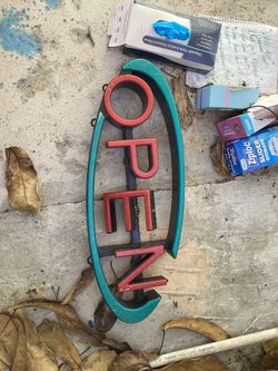 Open sign lighted