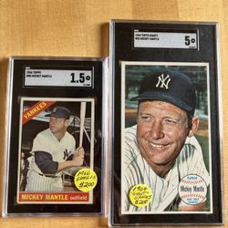 * (2) MICKEY MANTLE BASEBALL CARDS 🥎 (1962/1966) TOPPS & POST CEREAL *