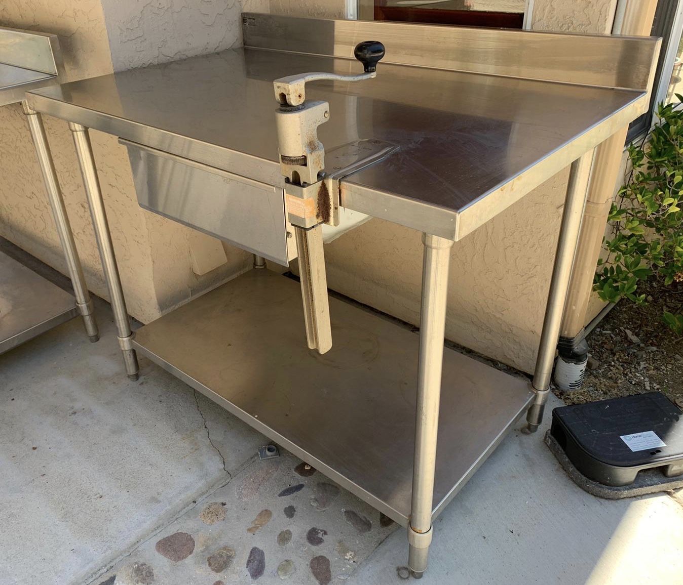 Stainless Steel Work Tables with Undershelf , Drawer & Can Opener