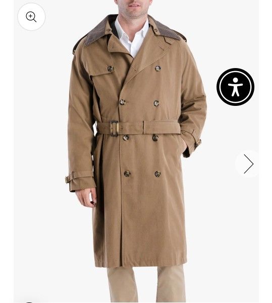 London Fog Heritage Men's Iconic Double Breasted Trench Coat SIZE 44R