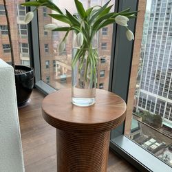 Brown Round Drum End Table