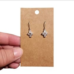 Silver Toned Bling Cross Dangle Earrings