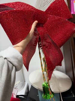 Large Red Glitter Christmas Bow