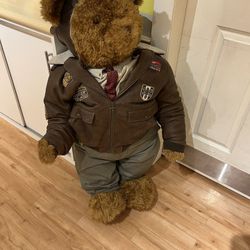 3 Vintage Teddy Bear Leather Jacket USA Air Forces